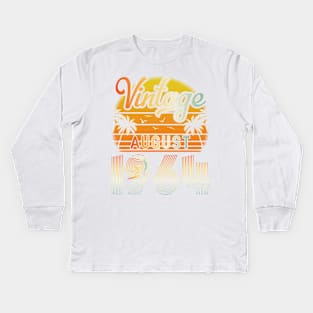 Summer Vintage August 1964 Happy Birthday 56 Years Old To Me Papa Daddy Brother Uncle Son Cousin Kids Long Sleeve T-Shirt